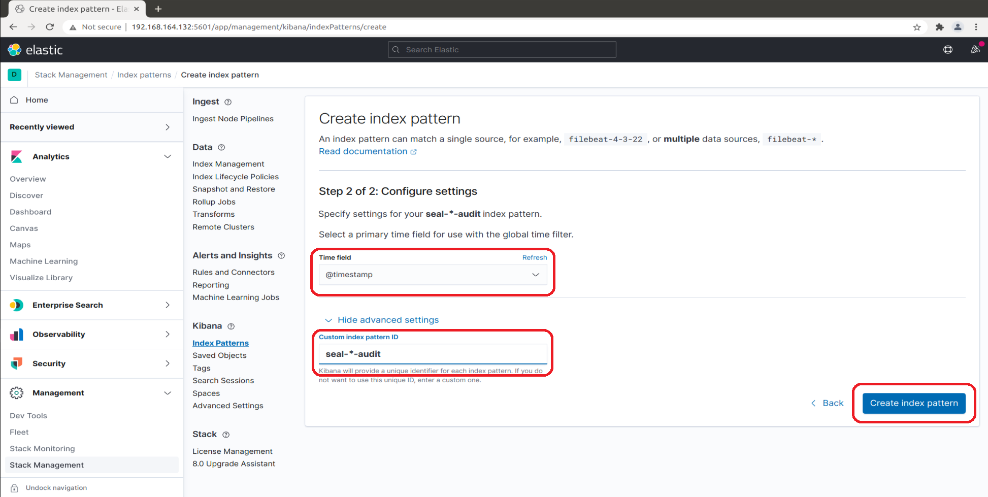 Set Custom Index Pattern ID